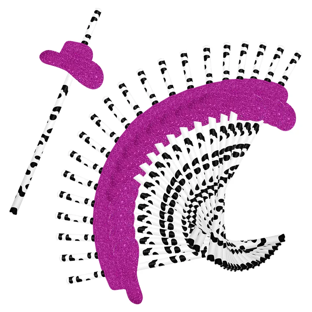 

36Pcs Cowboy Theme Paper Straws Smooth Wall Easy Clean Drinking Tools for Party Birthday Decorations Juice Milk Tea Beverages