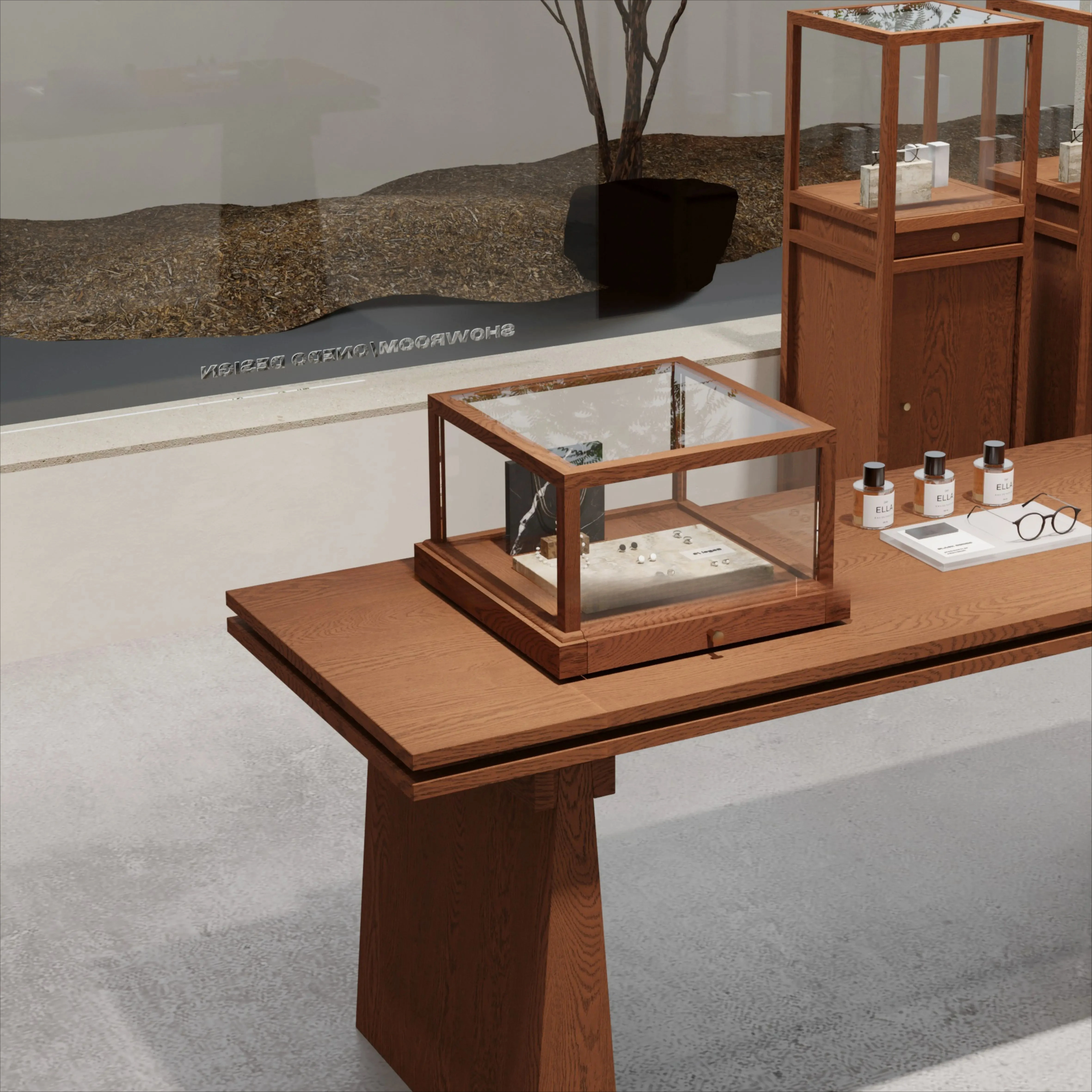 Desktop glass cabinet jewelry display cabinet small boutique display with lock island storage booth customization