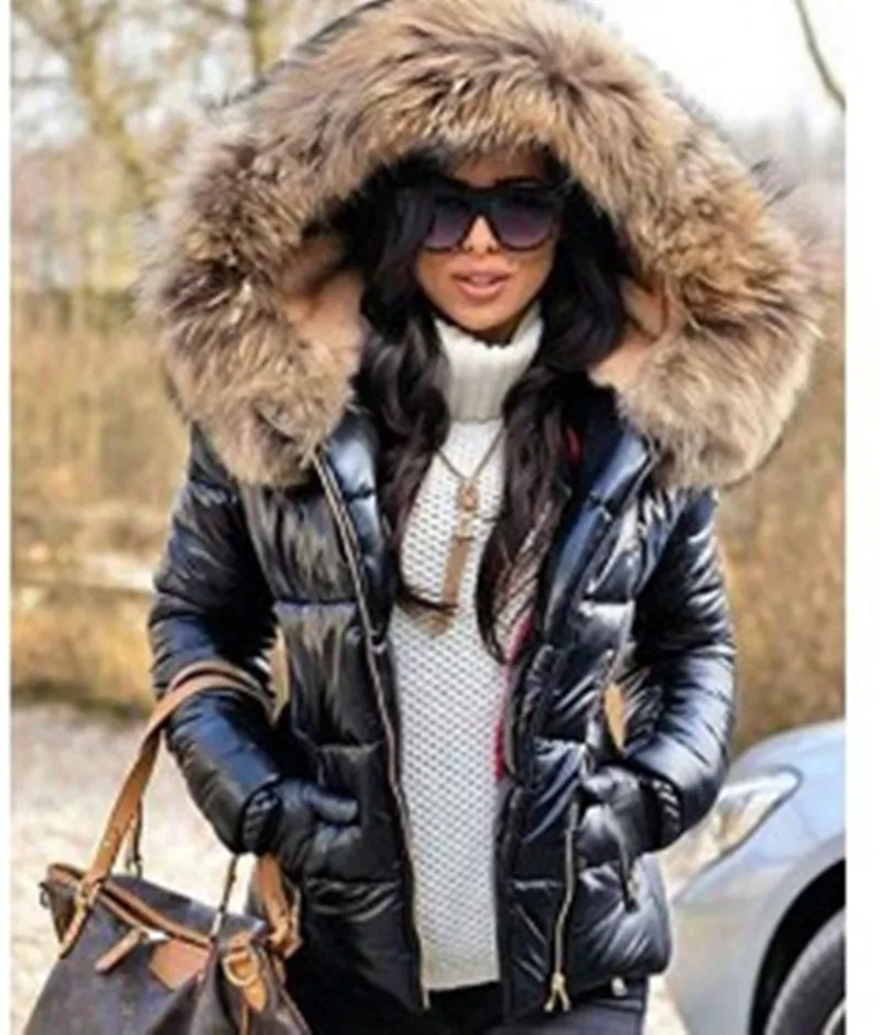 SUSOLA Parka Cappotti da donna Lady Winter Down Clothes Cappuccio in pelliccia sintetica Tasca con cerniera Parka caldi Giacche Donna Capispalla da esterno