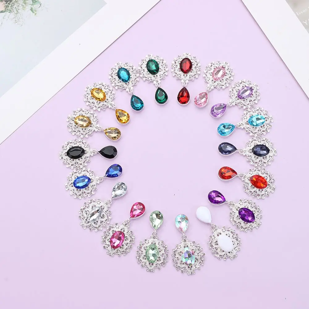 10pcs DIY Tool Sparkling Crystal Garment Decorative Faceplate Brooch Sewing Button Scrapbooking Pendant Alloy Rhinestone