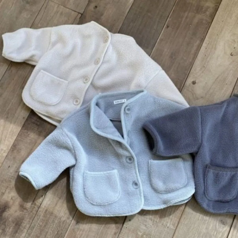 In Stock Korean Style Toddler Kids Autumn Winter Coat, Kids Fleece Mock Neck Windproof Warm Stylish Wool Outerwear