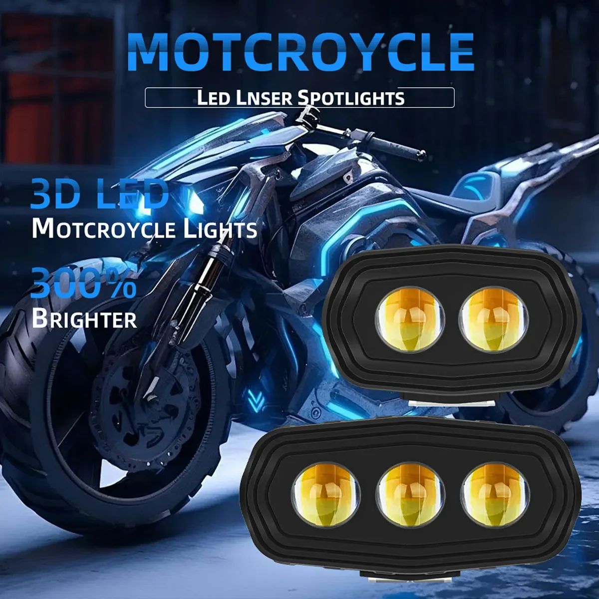 Lens 3LED Spotlight Motorcycle Light Bulb Additional Lights Moto Headlamps Fog Lamp Flasher Led Daytime Running Lights Work Lamp