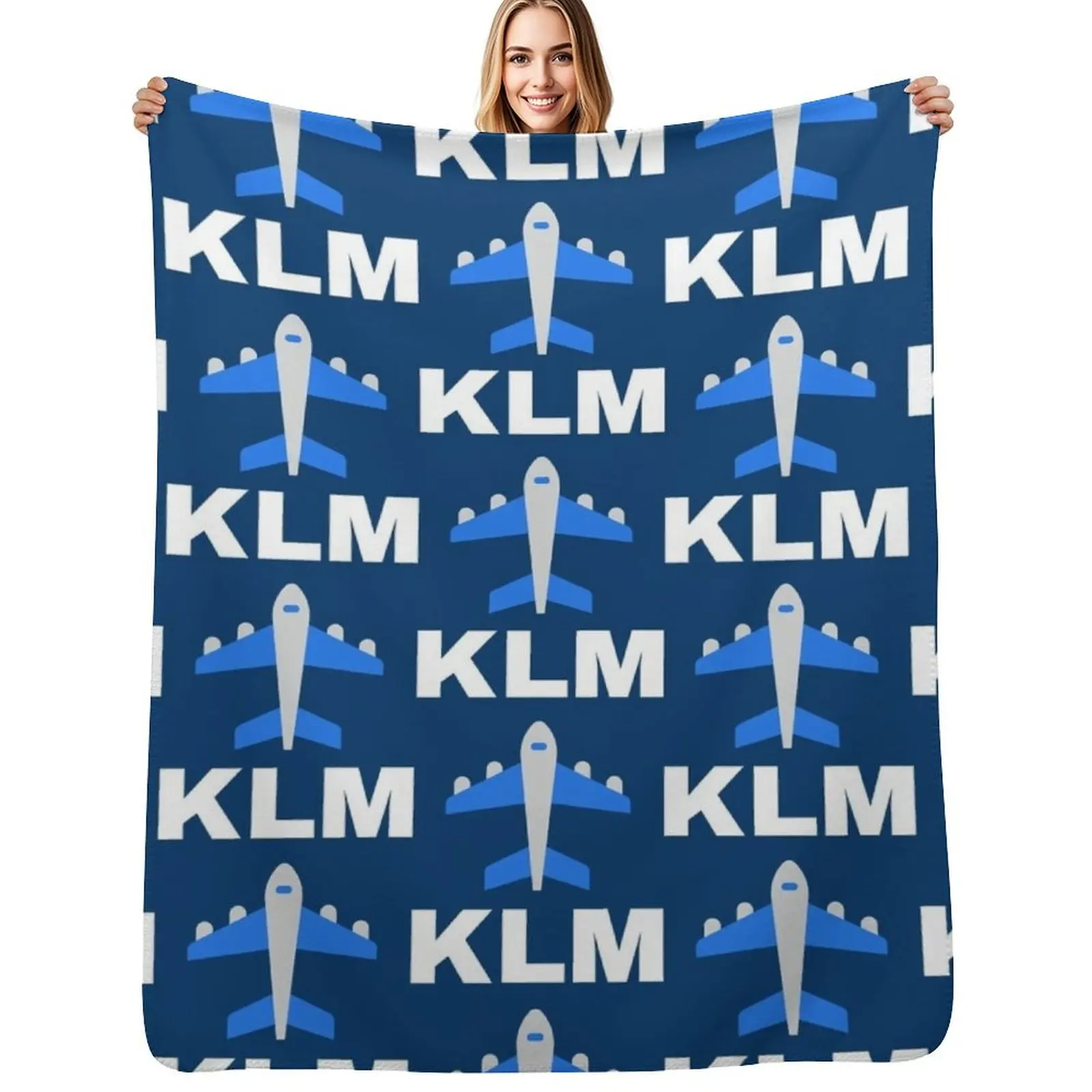 

KLM Royal Dutch Airlines Throw Blanket Warm Napping Blanket for Office Couch Bed