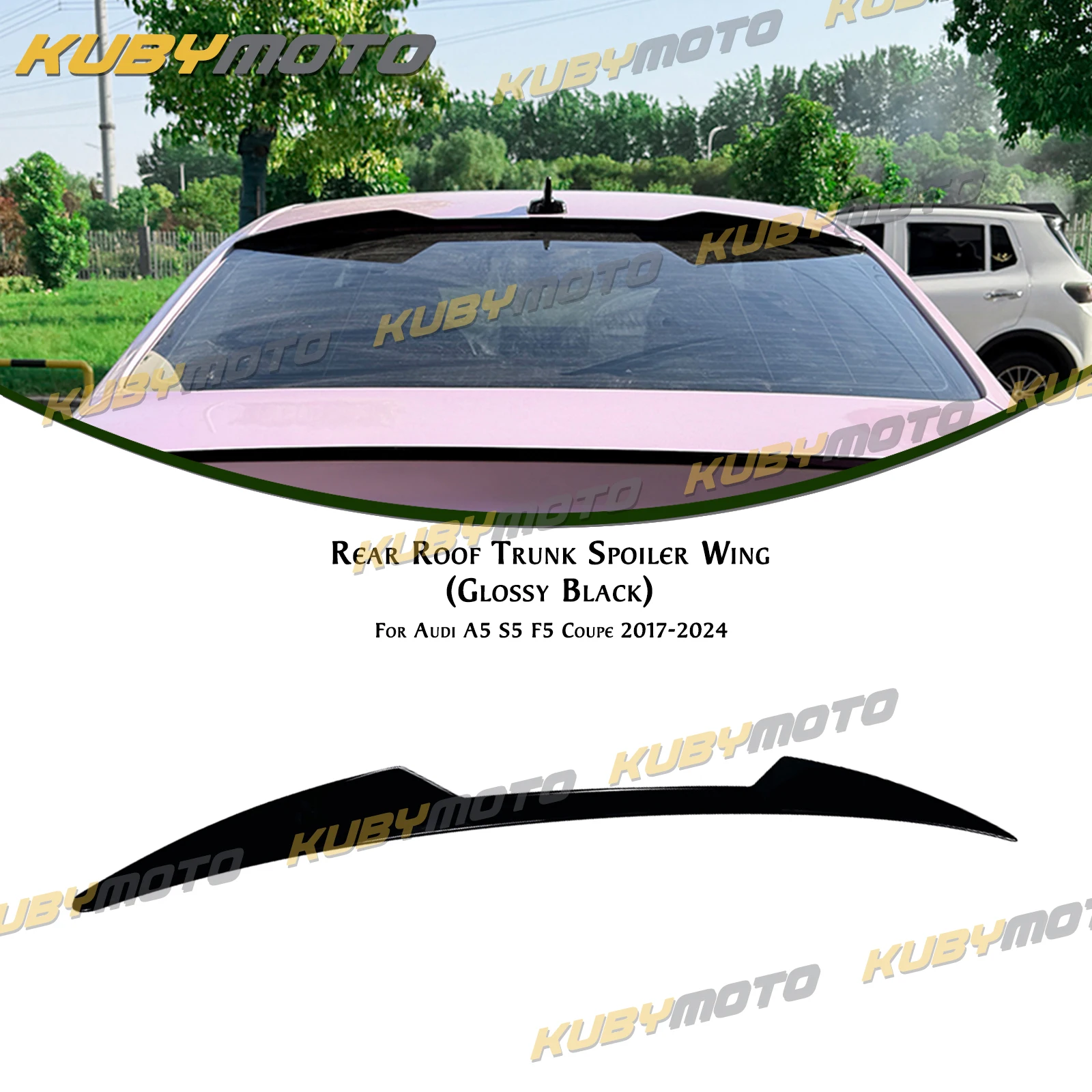 

For Audi A5 S5 F5 Coupe 2017-2024 Rear Roof Trunk Lid Spoiler Lip Wing Glossy Black/Carbon Fiber Printed Tail Fin Upper Splitter