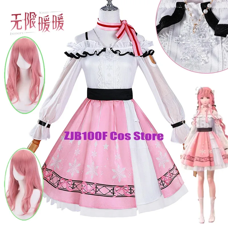 

Game Nikki Cosplay Anime Infinity Nikki Sweet Pink Lolita Dress Uniform Wig Suit Halloween Party Outfit for Women Girl SKIRTS