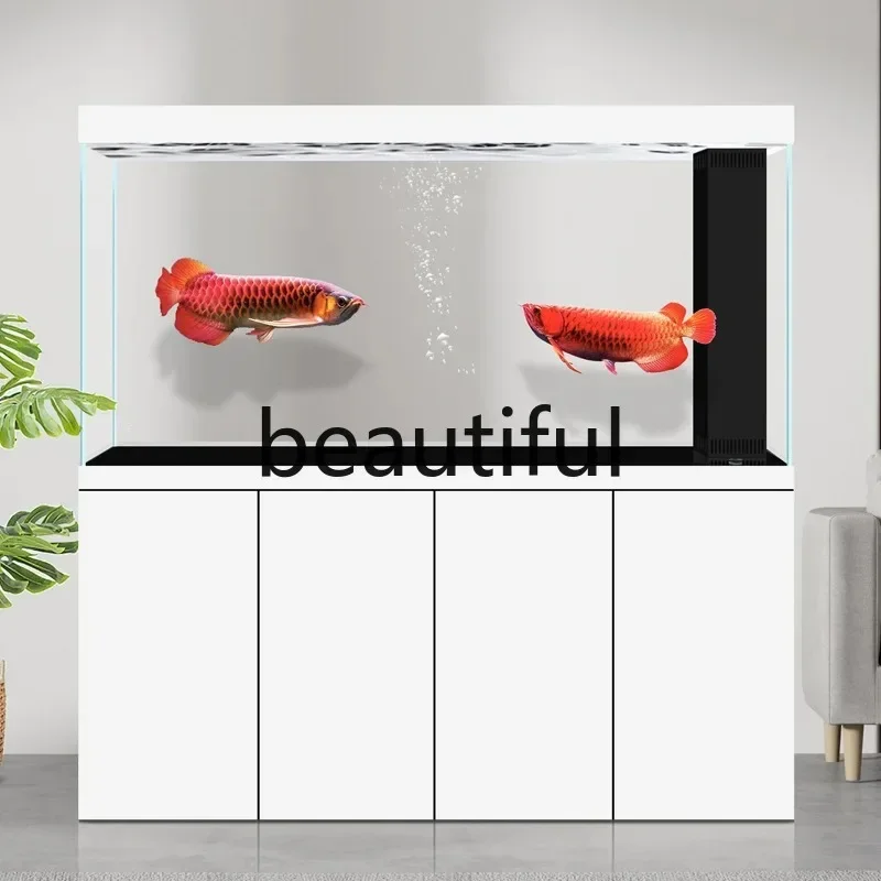 yj57 Aluminum alloy arowana tank living room large aquarium ultra-white glass  screen partition bottom filter free of water chan