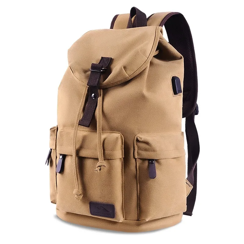 Mochila de viaje de gran capacidad para hombre, bolso de mano de montañismo, Cubo de lona de alta calidad, bolsos de hombro, USB