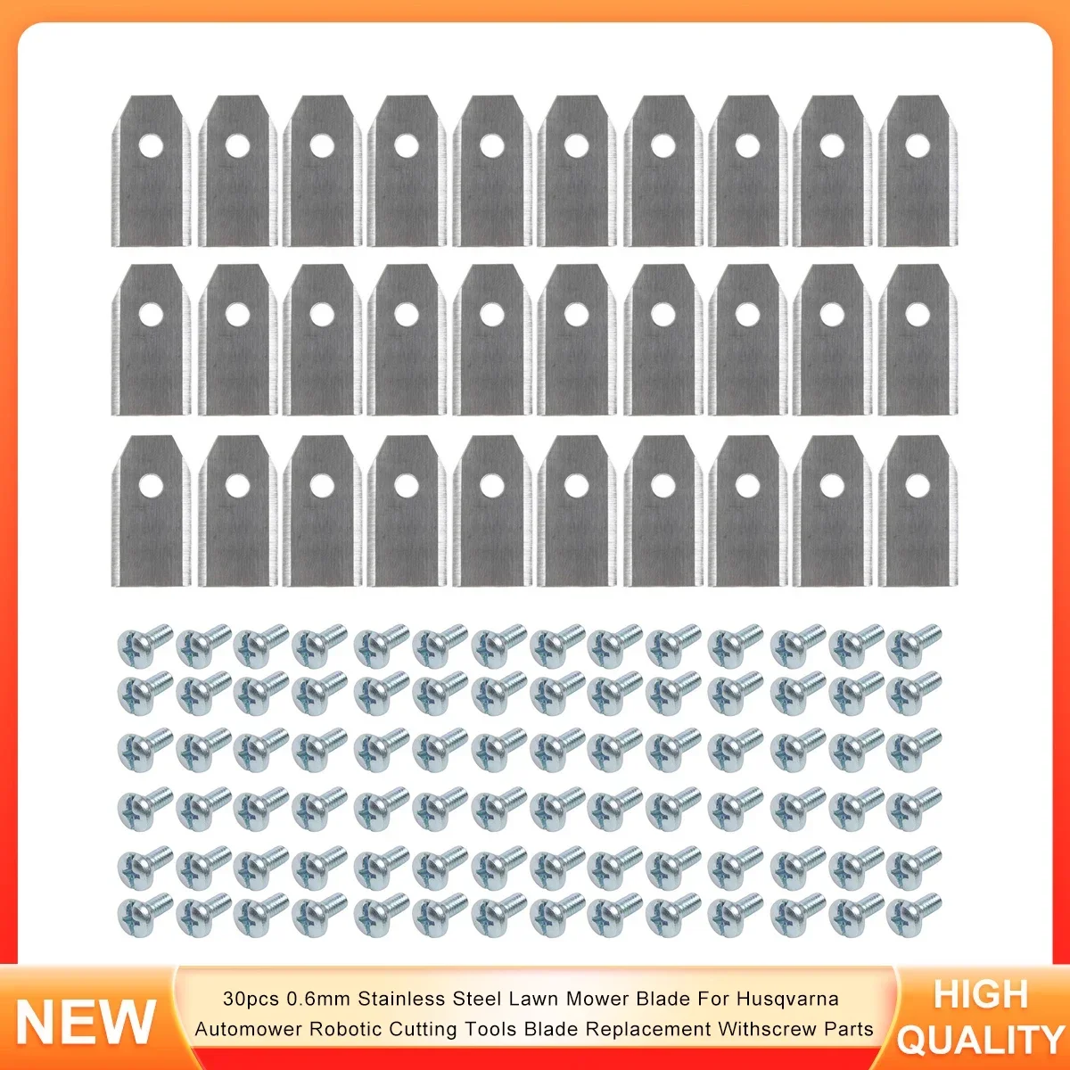 

30pcs 0.6mm Stainless Steel Lawn Mower Blade For Husqvarna Automower Robotic Cutting Tools Blade Replacement Withscrew Parts