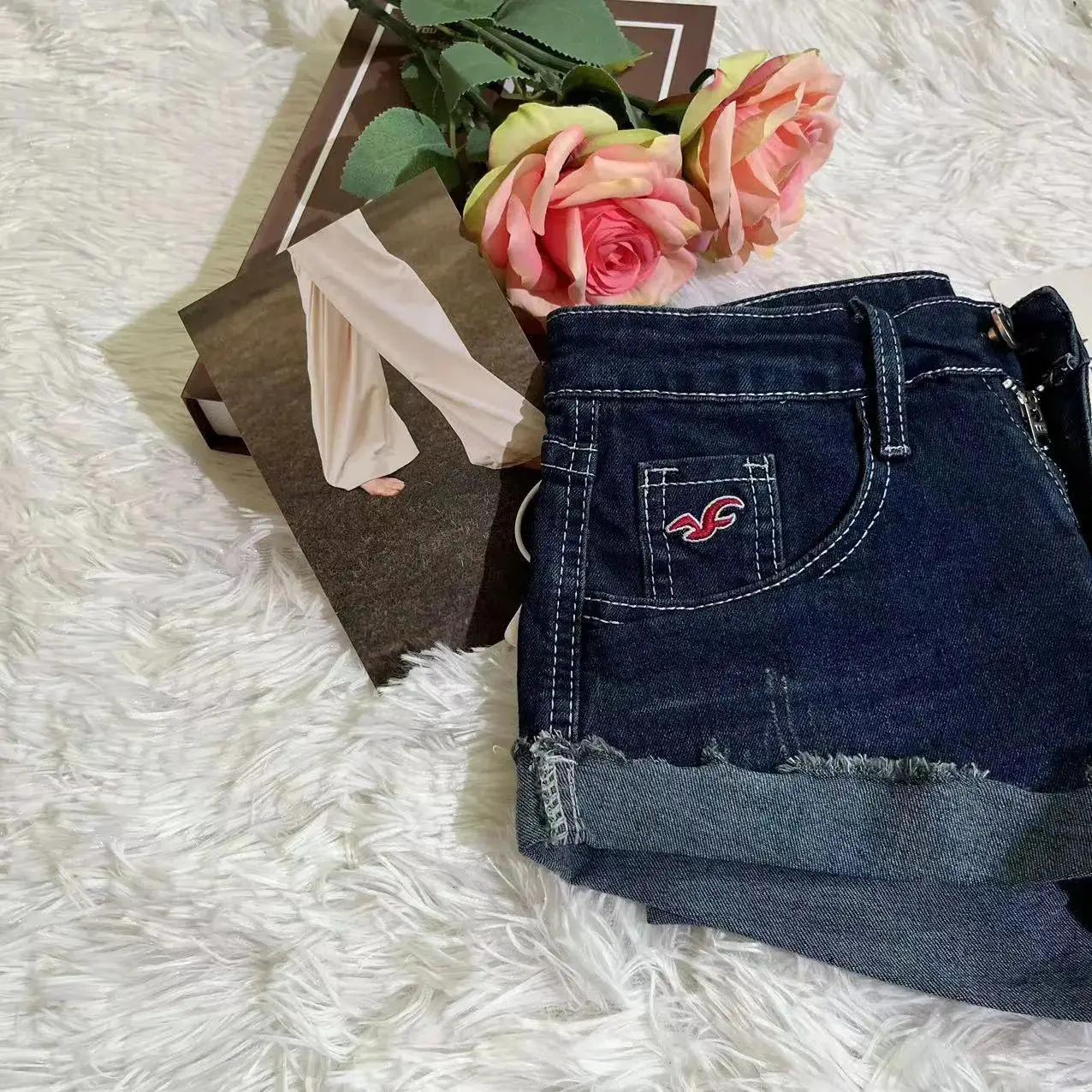 Frozen Rolled Retro Blue Denim Shorts Design Sense Women Spring Summer New Hot Girls Low Waist Trendy Versatile Pants