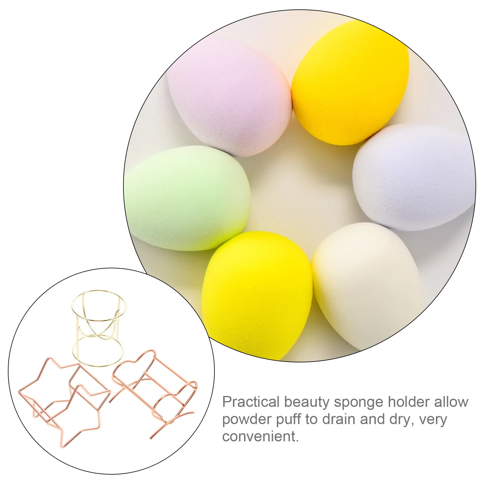 Soportes de esponja de belleza, soporte de secado de esponja de maquillaje decorativo compacto, soporte para esponjas en polvo, licuadora de viaje, almacenamiento de huevos, 3 uds.