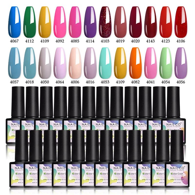 

NAILCO 6pcs/Set Color Gel Nail Polish 8ml Nail Gel Semi Permanent Gellak UV Varnish Soak Off LED Nails Art Lacquer Base Top Coat