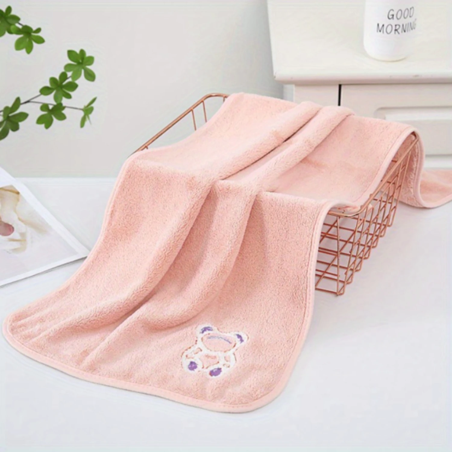 "Cute Embroidered Towel Set (4 Pieces) - Four Colorful Design"
