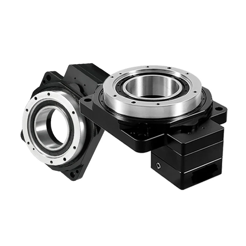 130 turntable precision hollow rotary platform connected to servo stepping high precision planetary gear reducer turntable