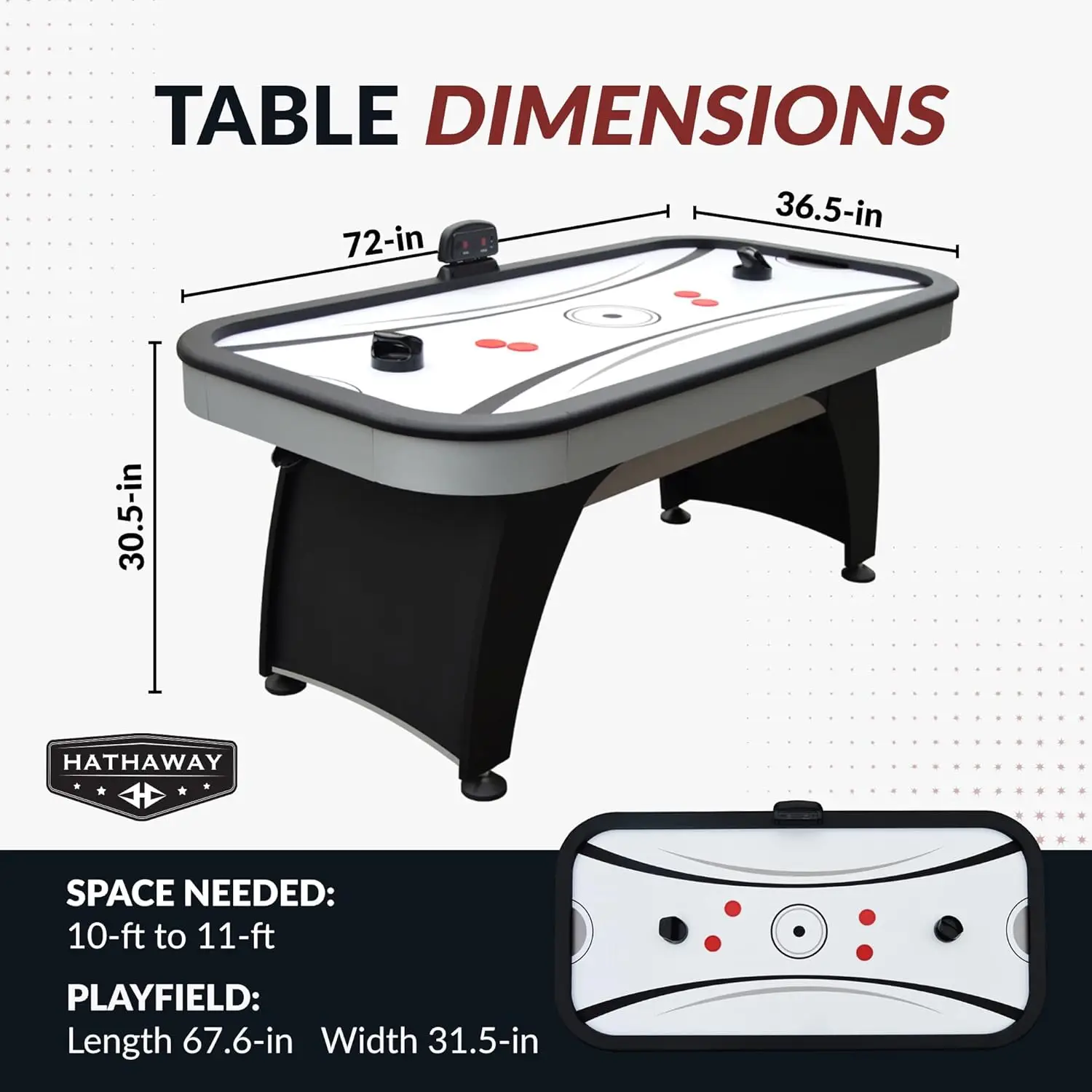 6-Foot Air Hockey Game Table for Family Game Rooms with Electronic Scoring, Black