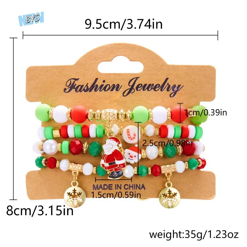 

4pcs/set Cartoon Christmas Beads Bracelets Santa Jewelry Accessories Merry Christmas Hand Chain Alloy Christmas Tree