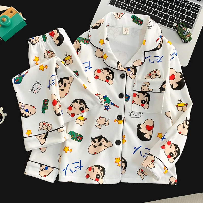 ملابس نوم مخملية دافئة للأطفال لعام 2026 بياقة الأميرة للخريف والشتاء بأكمام طويلة سترة كرتونية جديدة ملابس منزلية