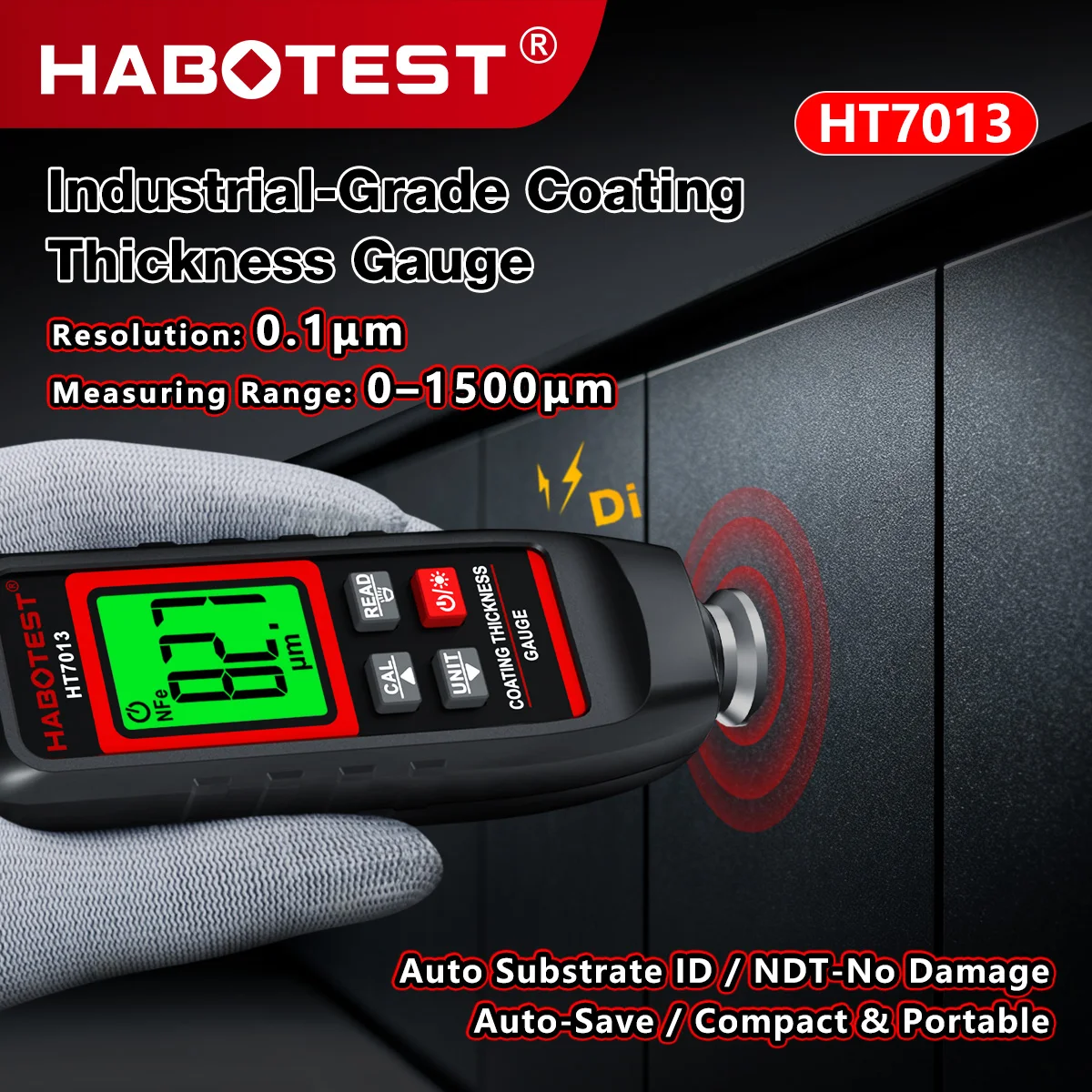 HABOTEST HT7013 Coating Thickness Gauge 0-1500μm Car Paint Film Thickness Tester Measuring FE & NFE Paint Tool Coating Tester Me view 5