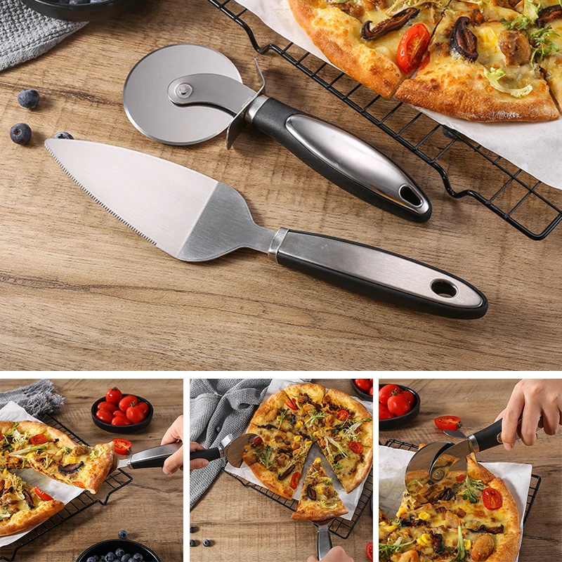 

Premium Stainless Steel Kitchen Pizza Cutter Wheel Server Tools Home Knife Waffle Cookies Cake Bread Dough Slicer Baking Gadgets