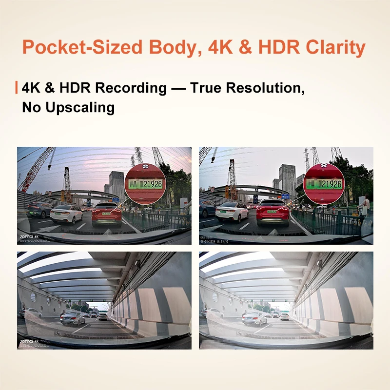 70Mai A800Nano 4K HDR 차량용 블랙박스 (139) ° 시야각, F1.55 조리개,