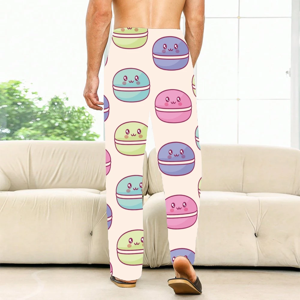 Macaron Patroon Schattige Pyjama Broek Heren Dames Loungebroek Superzacht Unisex Slaap Pyjama Broekje Met Zakken Trekkoord