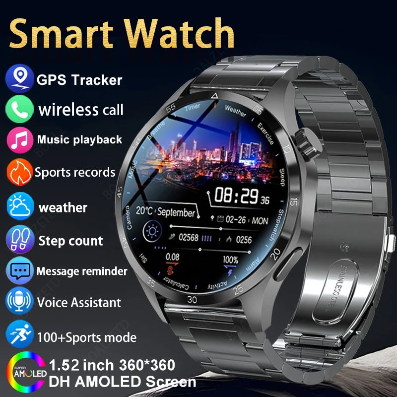 

Новые Смарт-часы для мужчин AMOLED HD-экран Bluetooth-вызов Монитор здоровья Смарт-часы Мужские спортивные водонепроницаемые часы Мужские для Android IOS