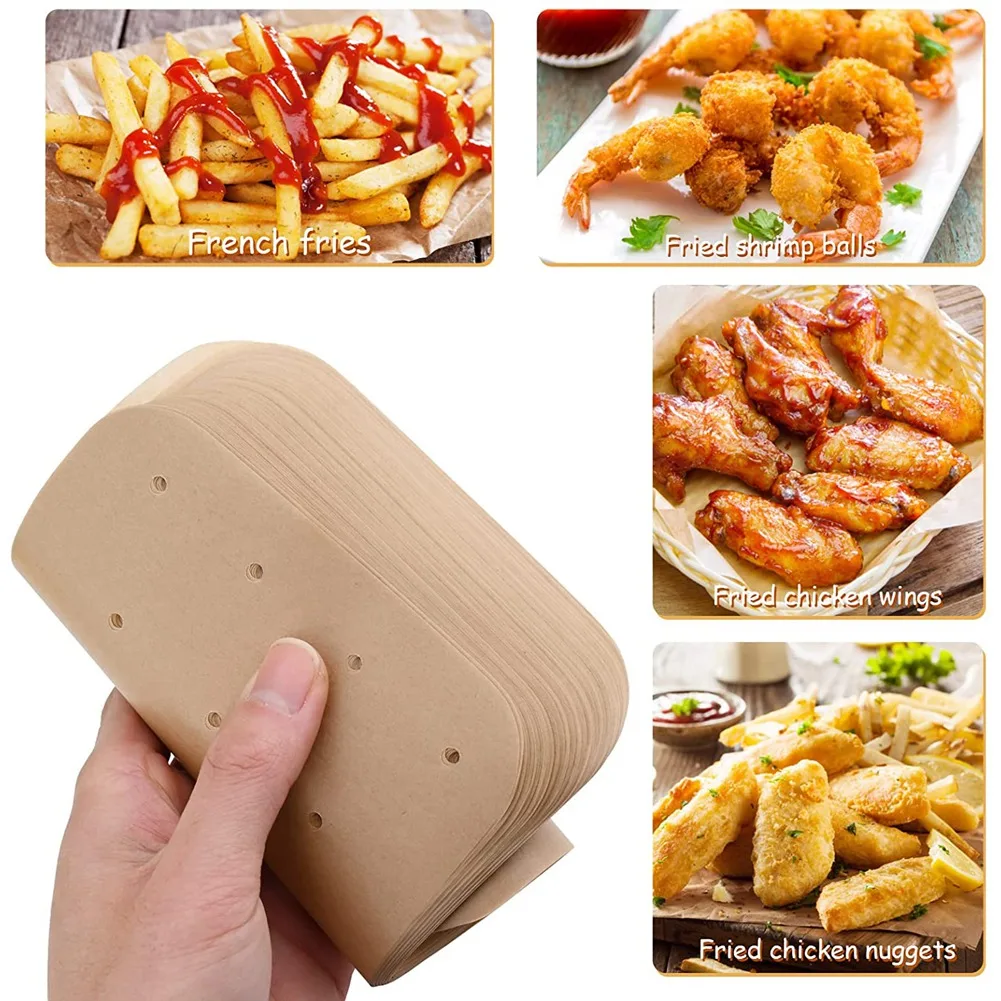 200Pcs Air Fryer Paper Air Hole Air Fryer Parchment Paper Liners for Ninja DZ201, DZ401 Dual Air Fryer Accessories