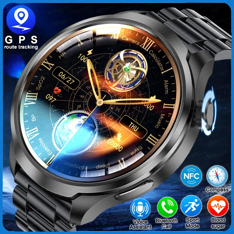 Neue nfc smart watch 1,85 zoll 360*360 amoled hd bildschirm herzfrequenz bluetooth call ip67 wasserdichte mann smartwatch für huawei gt4