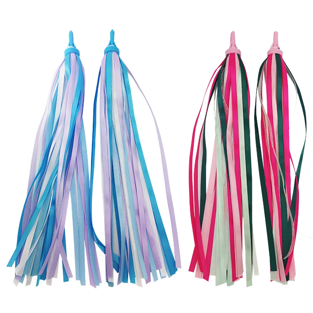 

4Pcs Sparkly Handlebar Streamers for Bikes Tricycles Scooters Glossy Ride Decoration Blue Pink Handlebar Streamers