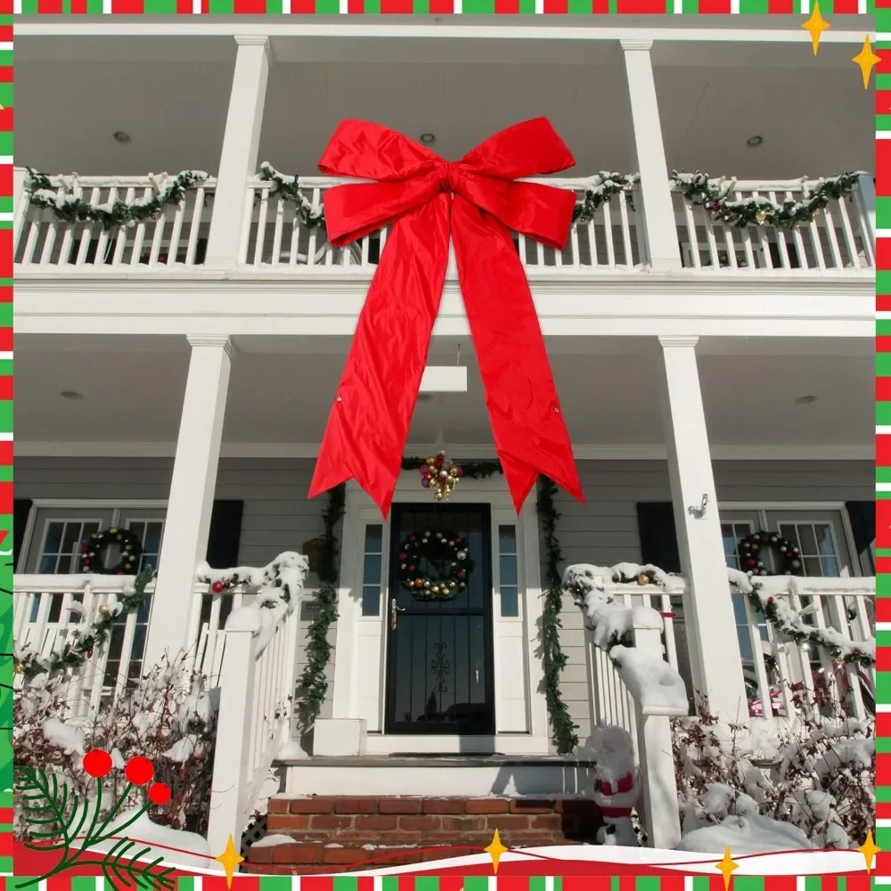 Large Red Christmas Bow - Perfect Xmas Red Bow for Christmas Tree Topper