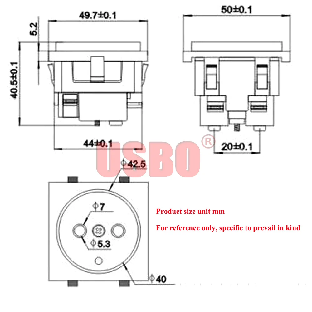 Black White 16A 250V 2P+E EU German France 4.8MM embedded AC Power Socket module socket with ground wire industrial female plug