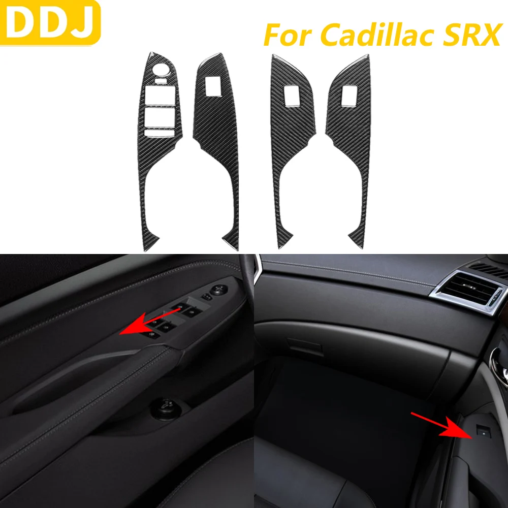 

For Cadillac SRX 2010-2016 Carbon Fiber Door Window Lift Switch Control Panel Decorative Cover Car Accessories Interior Sticker