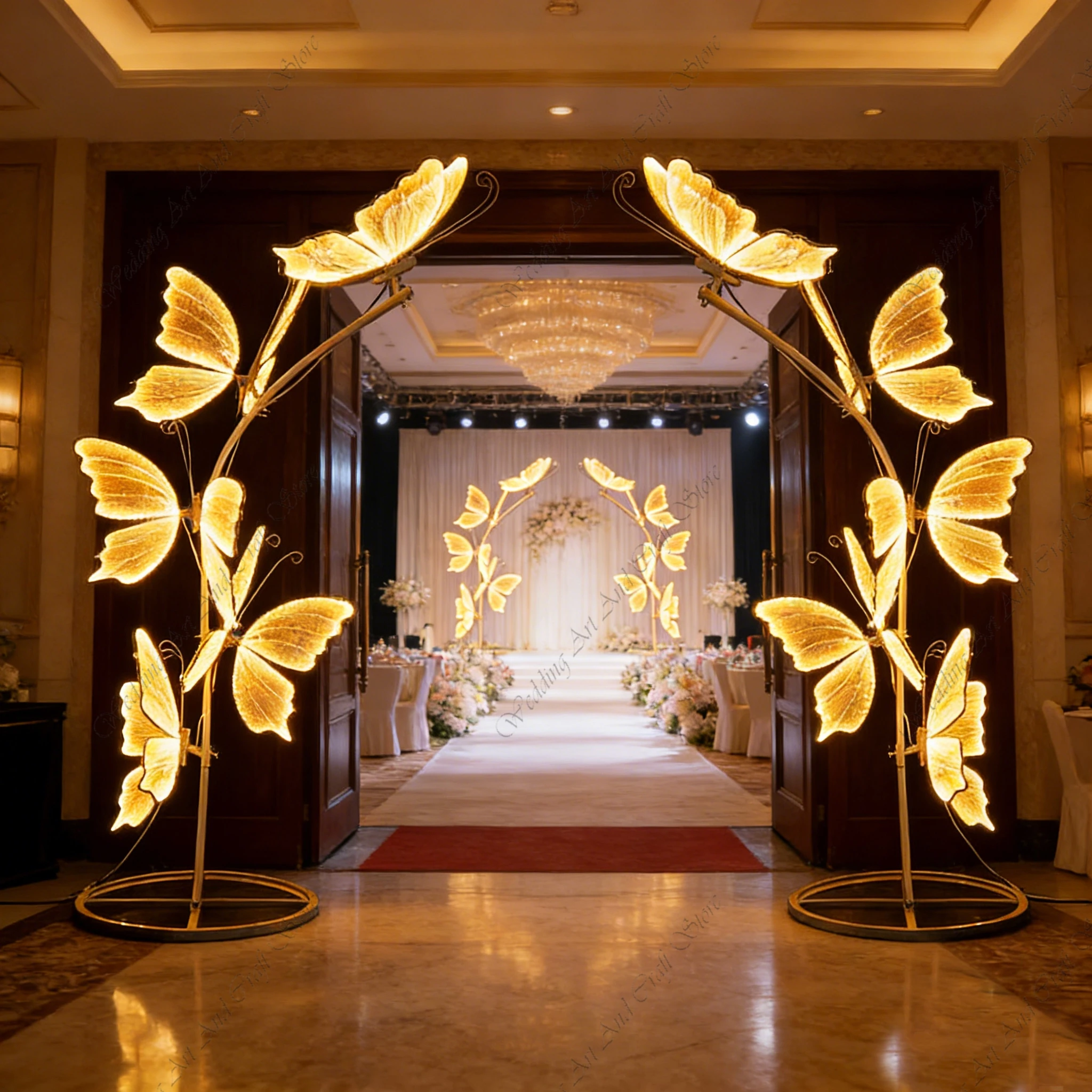 

2pcs f30 Wedding Aisle Decoration Butterfly Arch LED Light Butterflies Backdrop Stand for Wedding Events Party Decor ivy683