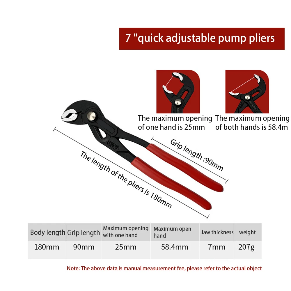 Pintudy 7/10/12inch Mini Adjustable Stenciled Crescent Wrench Small Pipe Pliers Shifting Spanner Pump Clamp Multi Functional