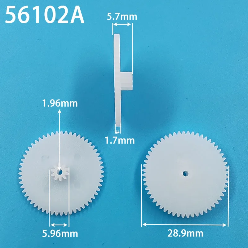 56102A 0.5M Gear Diameter 29mm 56T 10 Teeth Double-layer Plastic Gear Transmission Small Parts Toy Aircraft Model Accessories
