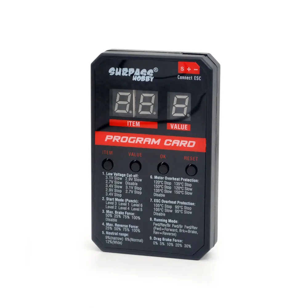 Surpass Hobby ROCKET-RC Universal LED Programming Card Upgraded for RC Car 45A/60A/80A/120A/150A Brushless ESC