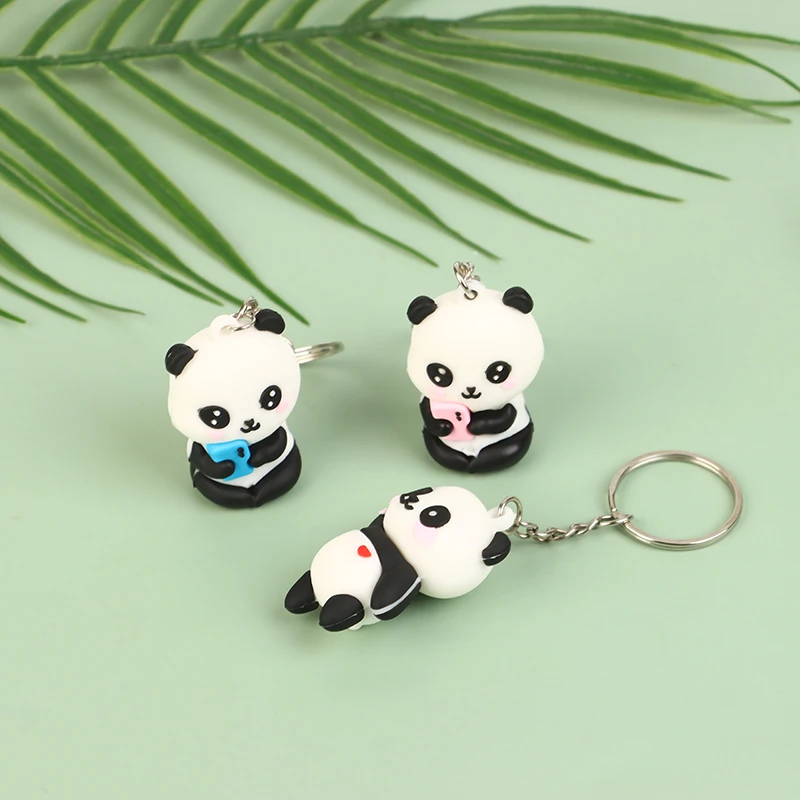 LLavero de Panda de pareja de dibujos animados para mujer, llavero colgante de bolso de coche, regalo de joyería, accesorios de llavero de Panda encantador