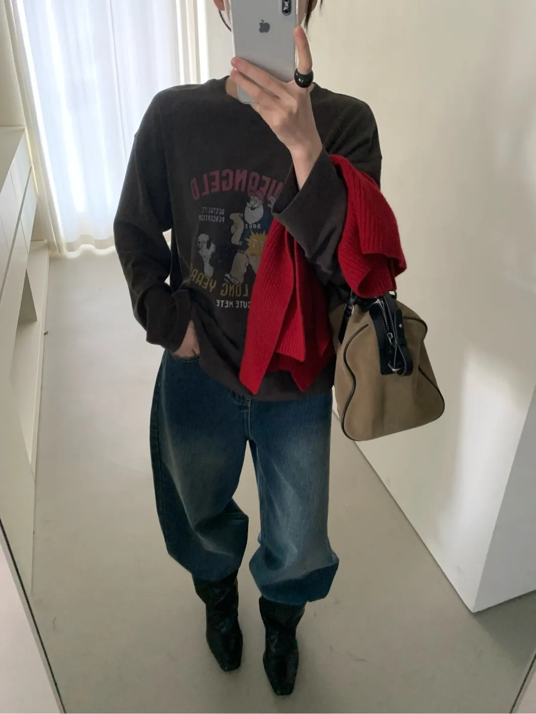 

Корейская свободная удлиненная футболка с мультяшным принтом на подкладке для женщин, повседневная, осенне-зимняя, из тонкого хлопка