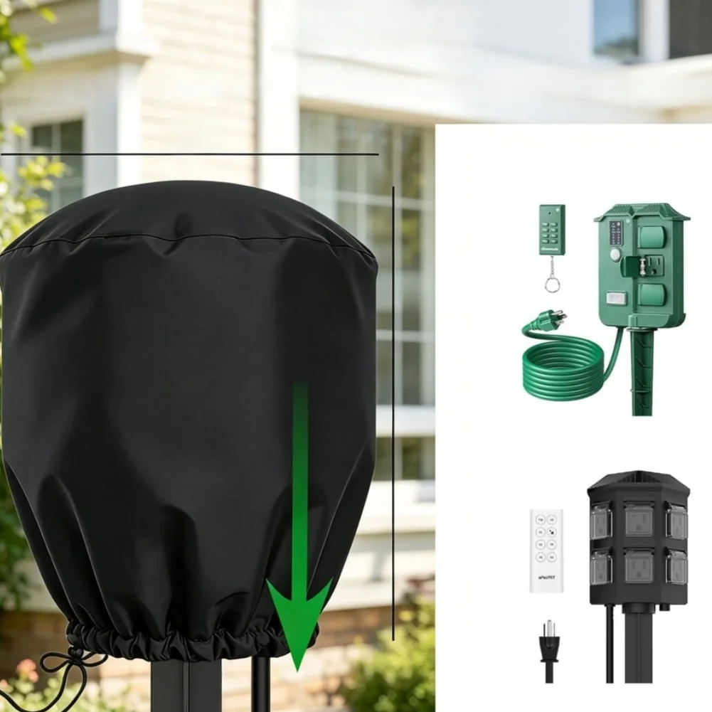 Waterproof Cover for For OUTDOOR Power Stake Timer Built with Tough Oxford Fabric and Drawstring for Consistent Secure Coverage