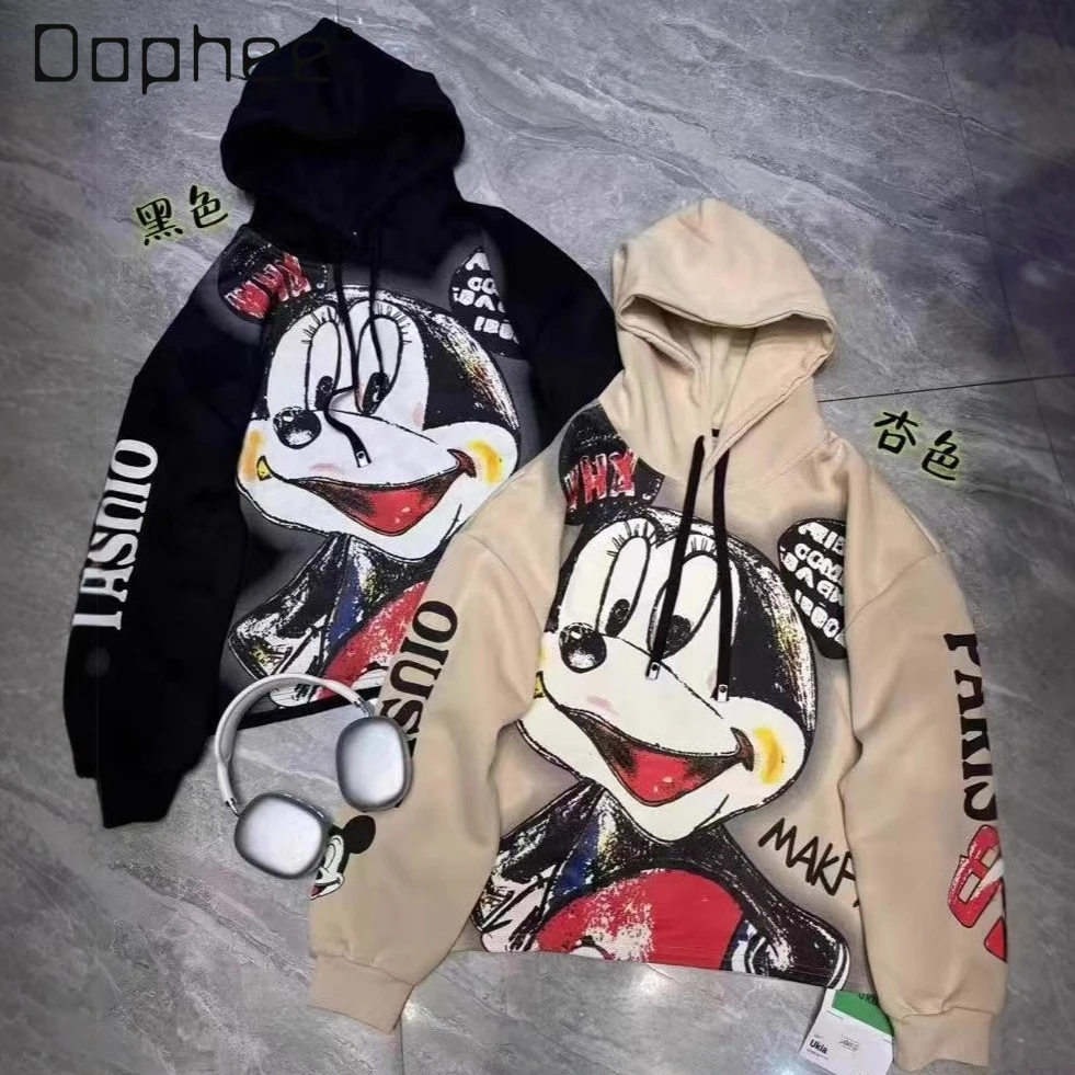 Europäischen Stil Kurze Top für Frauen Mode Brief Patch Graffiti Lose Beiläufige Mit Kapuze Sweatshirt Hoodies Frauen 2025, Neue