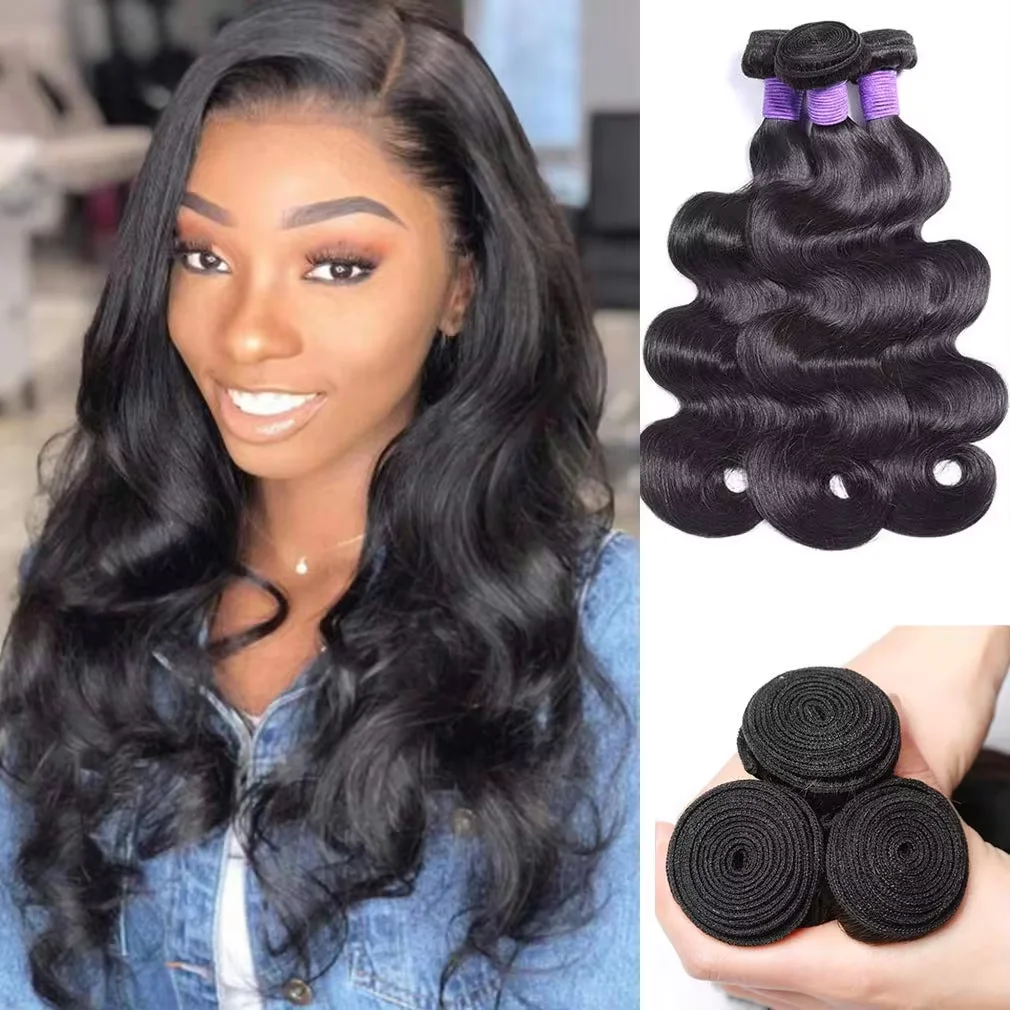 Synthetic Body Wave Hair Bundles Natural Hair Extensions Hair Weave Bundles for Women Heat Resistant Hair Full to End