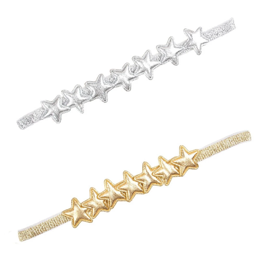 2pcs/lot Gold Silver Star Baby Headbands Infant Kids Girls Pentagram Hairband Cartoon Photography Props Accessories