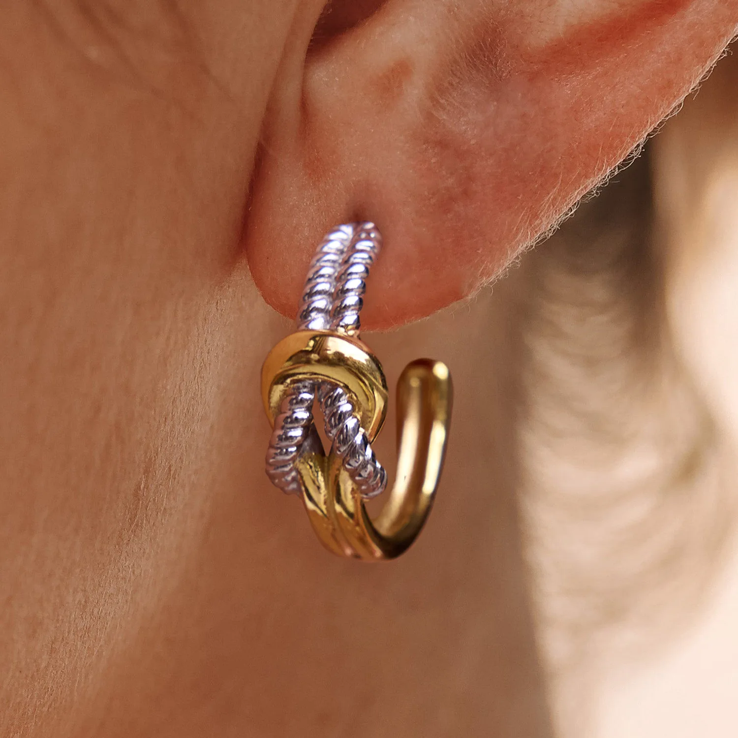 Original rope knot design stainless steel color matching earrings titanium steel ear jewelry women's high-end jewelry explosion