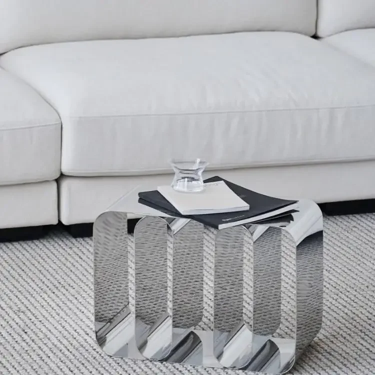 Small apartment minimalist small coffee table simple wabi-sabi wind corner ins light luxury sofa square table