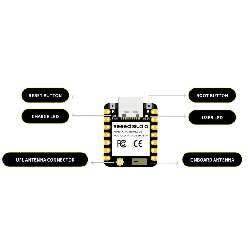 5pcs/1pc semeno ateliér XIAO ESP32C6 WIFI 6+bluetooth-compatible ble 5 podpora zigbee aféra rozvoj deska WIFI bezdrátový modul