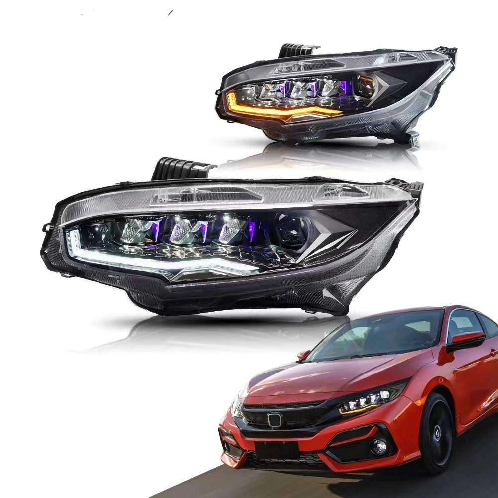 Pair of Car Headlight Assembly for Honda Civic FK7 FK8 FK1 Type-r 2016-2021 Car Front Light Plug&Play Auto LED Head Lamp System