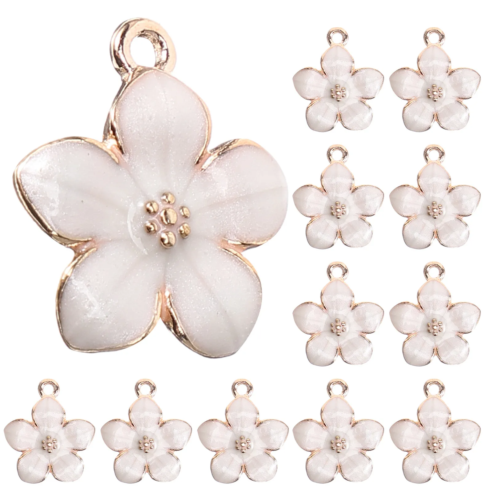 50Pcs Cherry Blossom Flower Pendant Alloy Charms DIY Jewelry Making Supplies for Necklace Bracelet Decoration Flower Charms