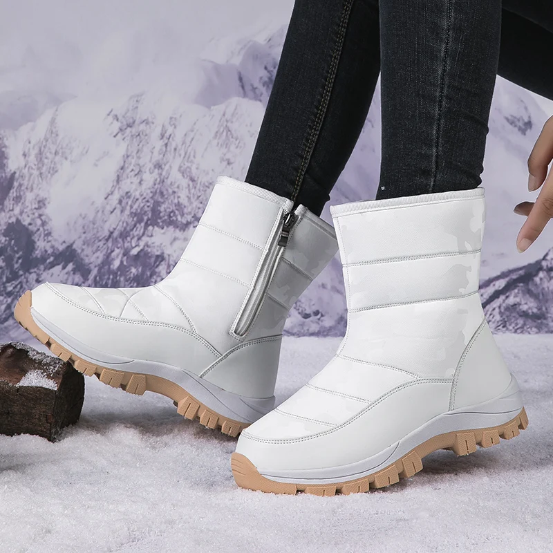 Stivali da neve da donna alti più in velluto Scarpe comode da donna antiscivolo in cotone Stivali impermeabili da esterno Scarpe sportive da donna