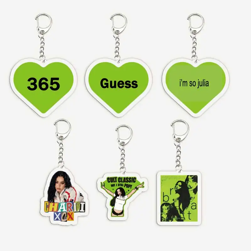 Llaveros Charli xcx Brat para bolsa de accesorios, llavero I'm so Julia Charli xcx, llaveros colgantes, accesorios, regalos para seguidores