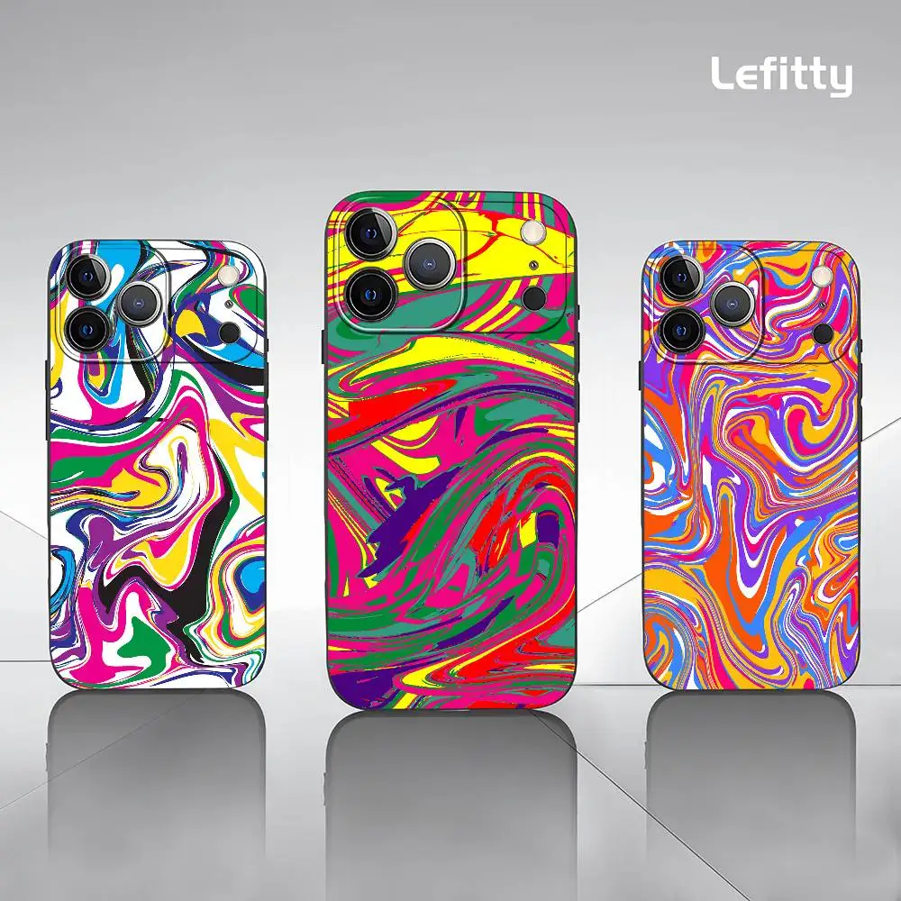

Abstract Colorful Chaotic Waves Phone Case For IPhone 17 16 15 14 13 12 11 Pro Max Plus Mini Black Frosted Soft Shell Funda