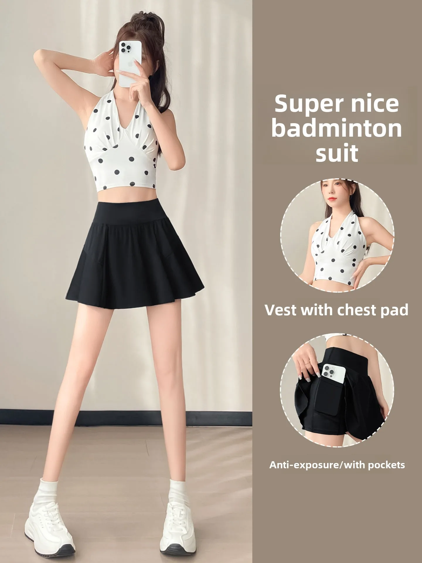 

Женский спортивный комплект для бега, летний тонкий жилет для бадминтона, йоги, Fitn Top Qui Dry, плиссированная юбка, спортивная повседневная одежда